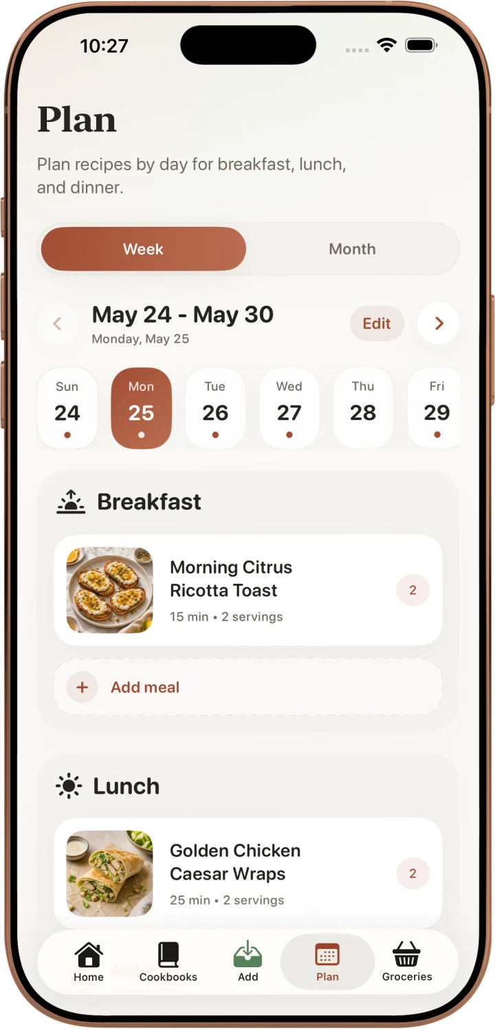 Matton weekly meal planner