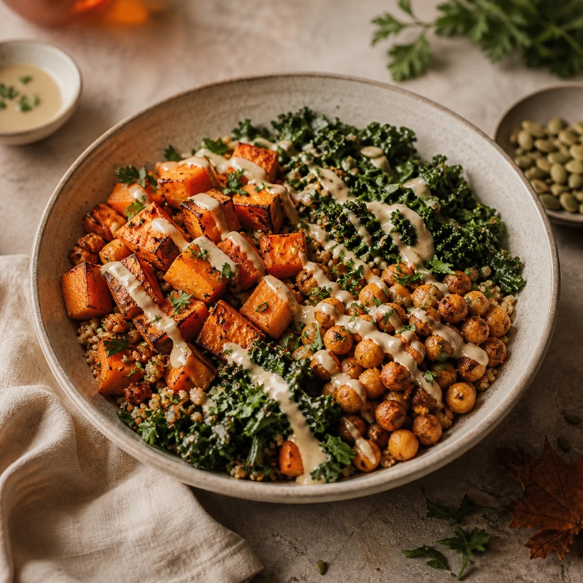 A prepared grain bowl ready to serve